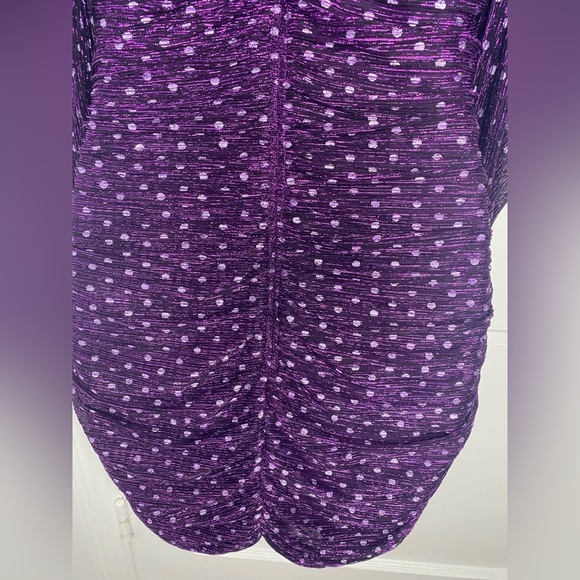 For Love & Lemons Purple Ruched Bodycon Dress w Bishop Sleeves - Picture 11 of 12